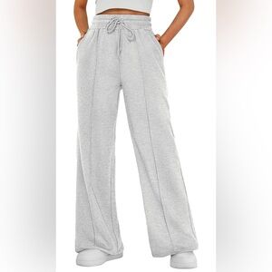 Gray Wide-Leg Flare Sweatpants